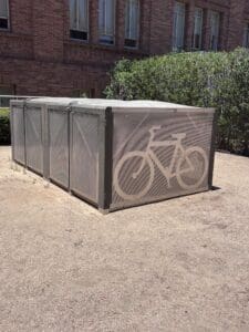 perforated metal bike shelter