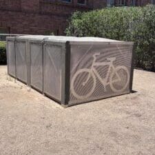 perforated metal bike shelter